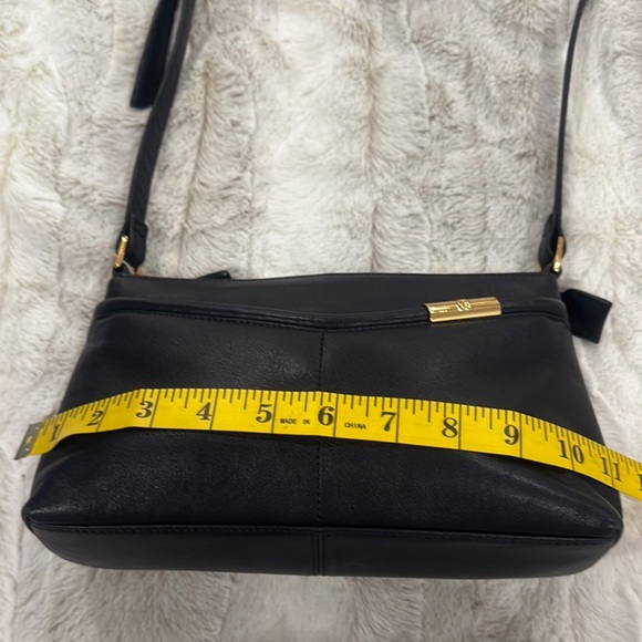 Etienne Aigner Leather Navy Blue Crossbody Bag with Gold Accents - Picture 5 of 7